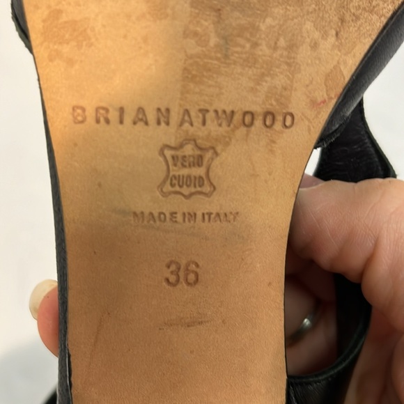 Brian Atwood Black Leather Stilettos Asymmetrical with Ankle Tie - Picture 14 of 14